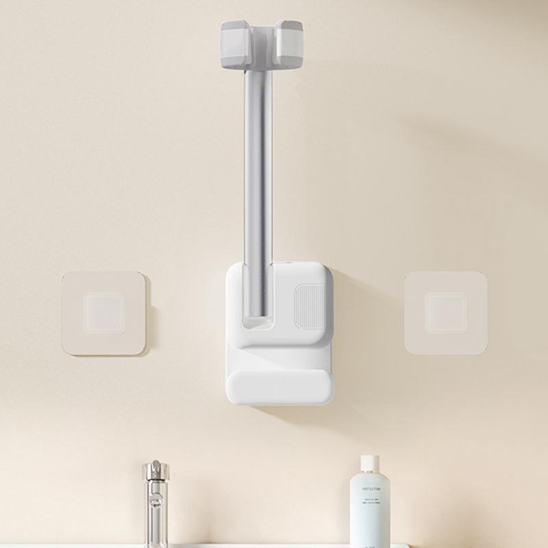 Hair Dryer Organizer Adjustable Wall Storage Rack Hands-Free Holder Stand Drill-Free Organizer For Home Bathroom Apartment белый