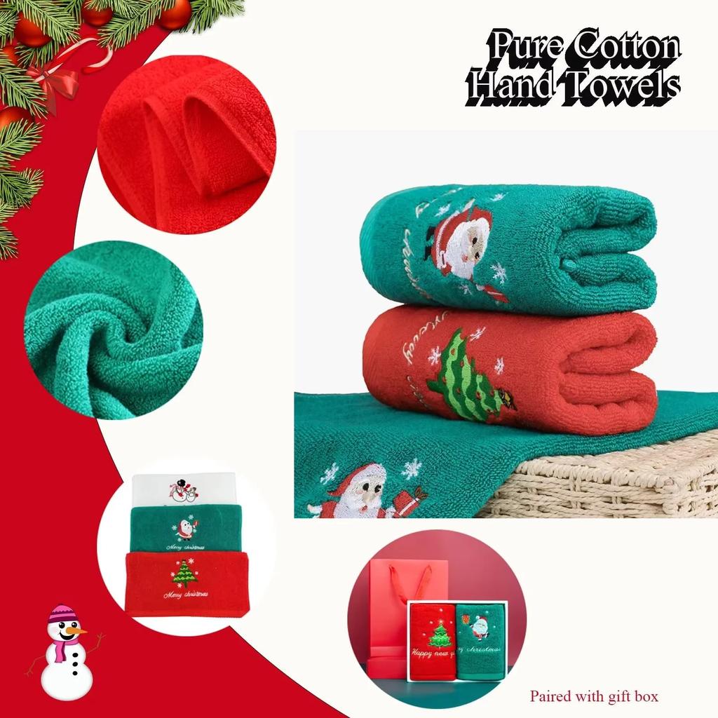 New Xmas Gift Box Towel Christmas Decor Red Santa Claus New Year Gift Home Bathroom Washing Hand Face Towel Cloth Man Woman