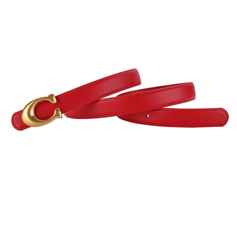 Fashion Designer Women's Belt 2.3CM Genuine Leather Belt Alphabet Gold Buckle Ultra Thin Belt For All Occasions