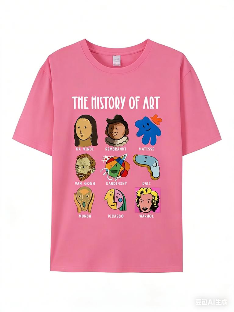 T-shirt in Cotone Cartone Animato Master Street Art per Adulti e Bambini Adatta per LavoroPendolarismoVisite a Mostre