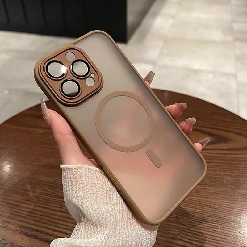 Luxury Magsafe Matte Transparent Phone Case For iPhone 11 12 13 14 15 16 Pro Max Plus Magnetic Clear Bumper Cases Cover