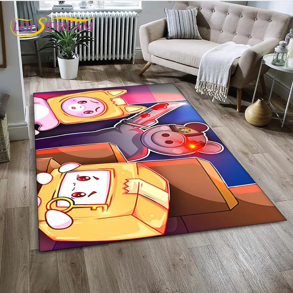 Lankybox Cute Happy Boxy Foxy Rocky Carpet Rug for Bedroom Living Room Home Sofa Decoration,Children Game Large Decor Floor Mat