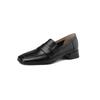 Fashion NEW Spring/Autumn Women Loafers Square Toe Chunky Heel Shoes Split Leather Shoes for Women Concise Low Heel Slip-on Women Pumps
