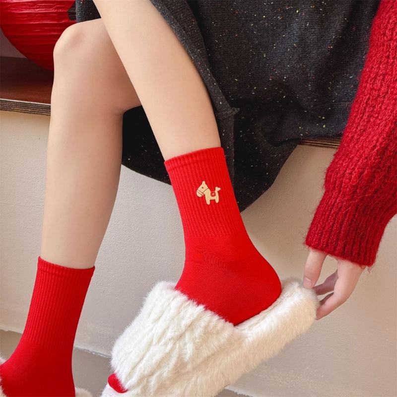 Cotton Crew Socks Funny Novel Ankle Socks Chinese New Year Socks Casual Booties Socks Horse Calf Socks for Women Men