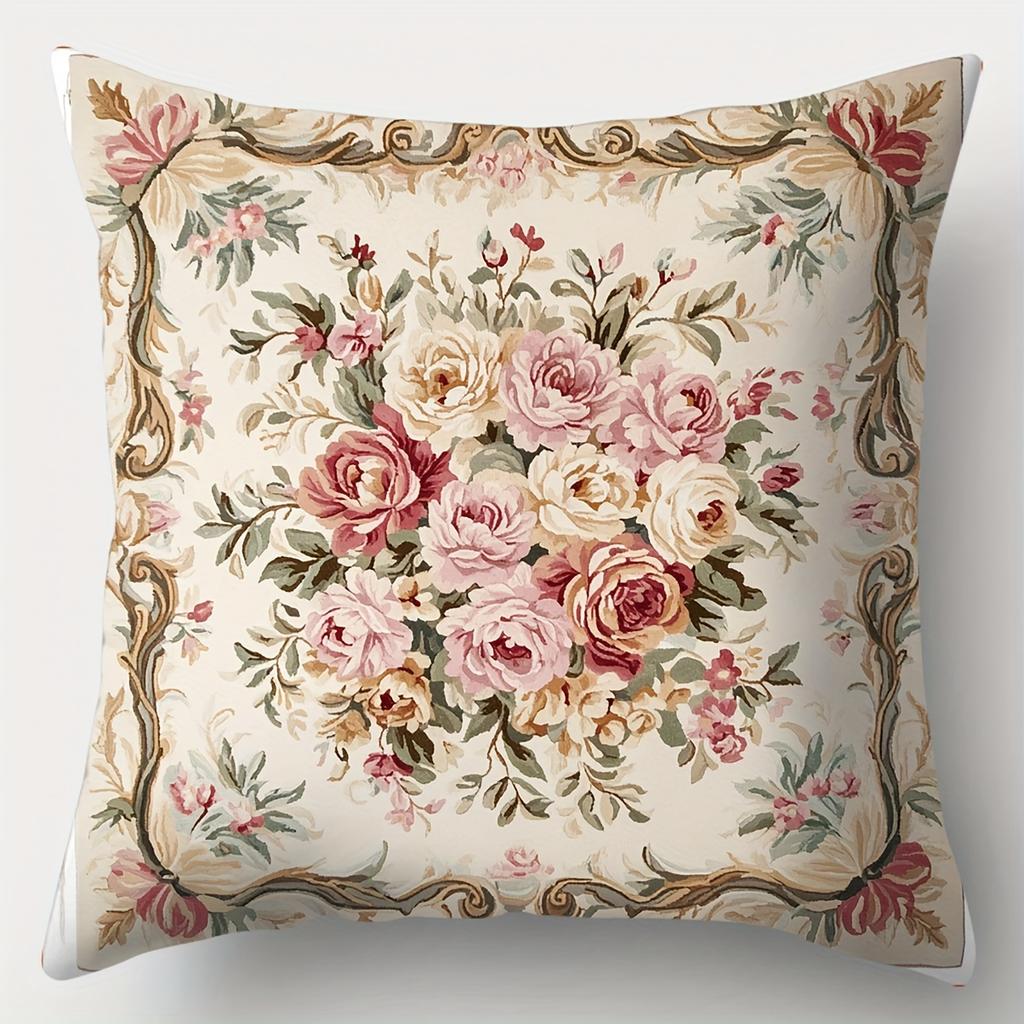 New Floral Pillowcase Featuring Vintage Pink Design Decorating Your Living Room Pillow Cover Sofa,Bedroom Square Cushion Case