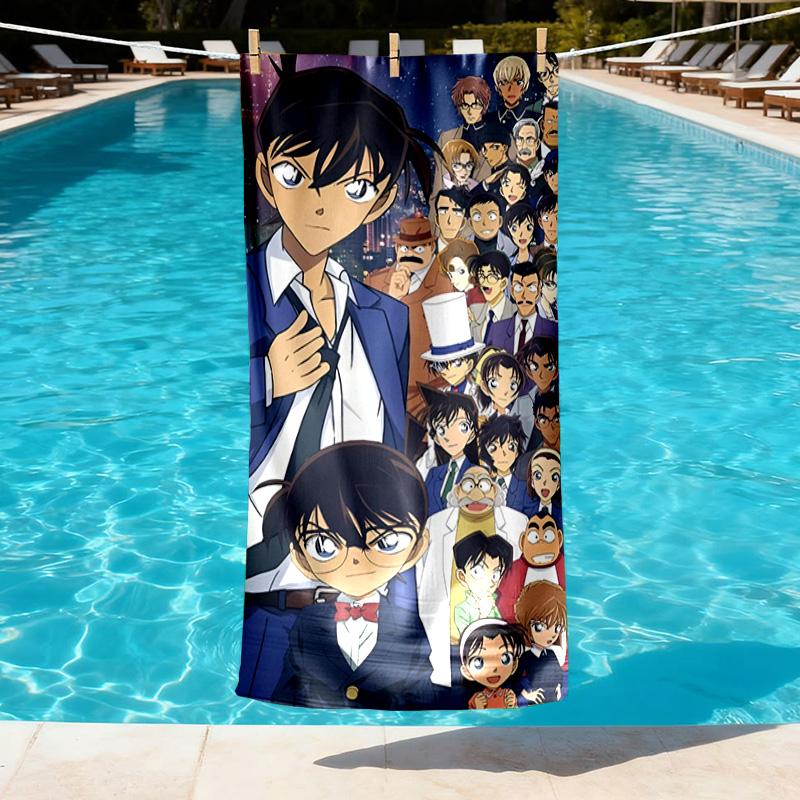 Detective Conan Print Beach Towel Design, Soft, Lightweight. for Home Bathroom, Spa, Pool, Yoga, Surfing, Camping, Gift for Family, Friend