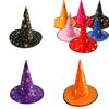 Halloween Hat For Children And Adults Magical Wizard Hat With Golden Embroidery And Five-pointed Star Design