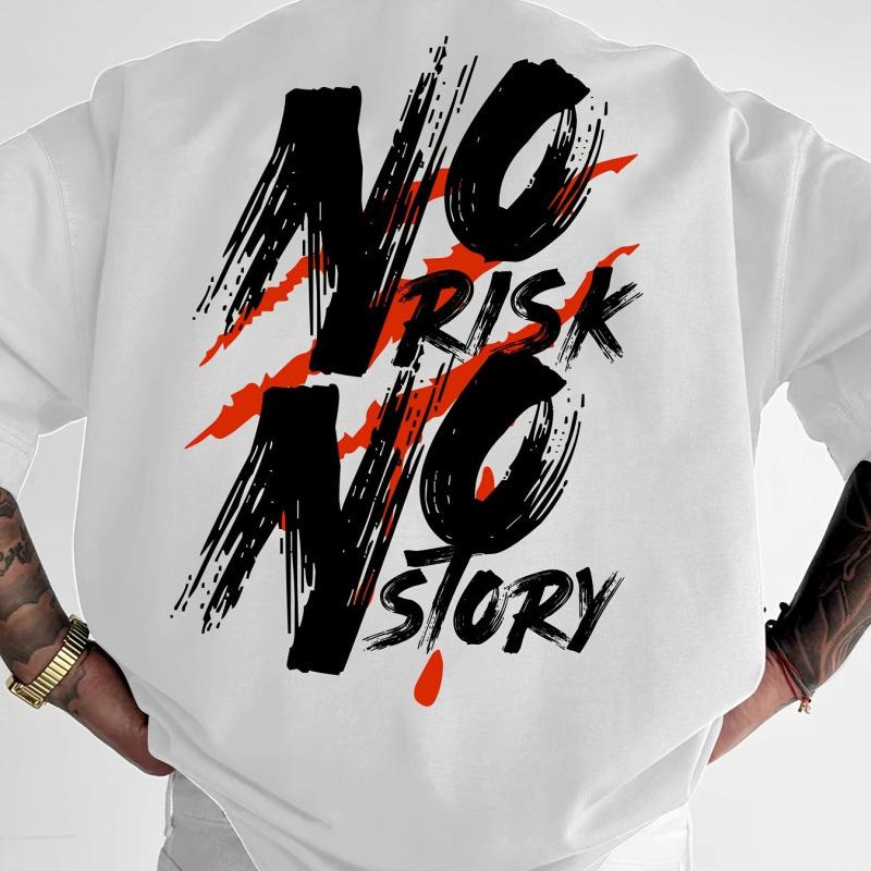 Men's Risk-Free Bold Print Casual Streetwear T-Shirt - Graphic Design