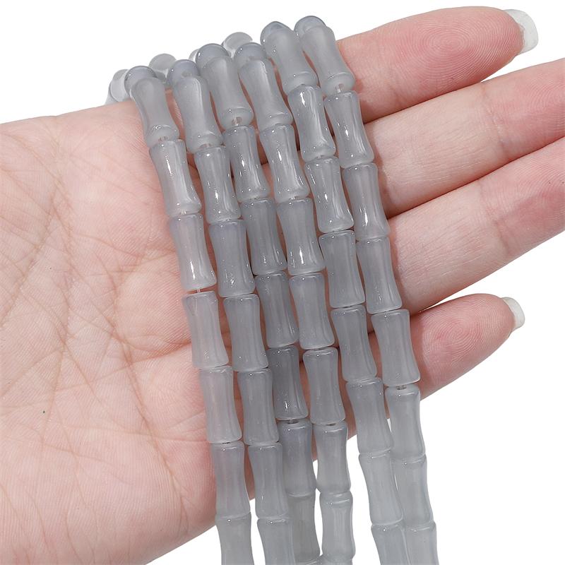 

20 шт., хрустальные стеклянные бусины, имитация нефрита, прямое отверстие, бамбуковое соединение, свободные бусины-разделители для изготовления ювелирных изделий, браслет, ожерелье серый