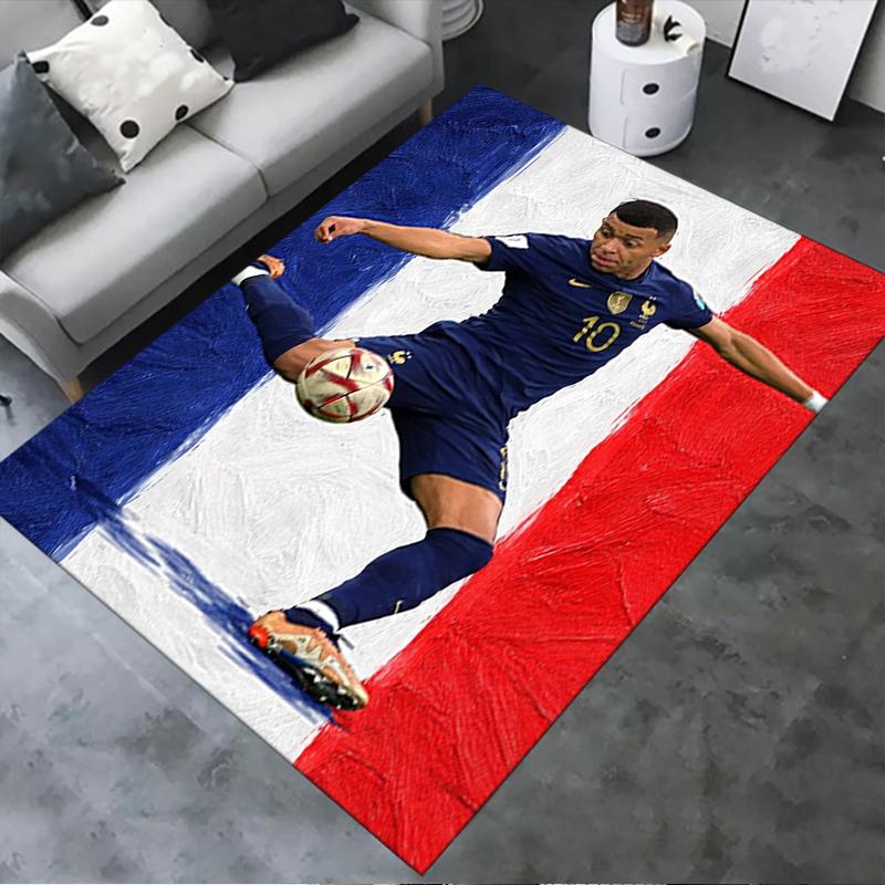 2025 Neuer Kylian Mbappé Teppich für Wohnzimmer Schlafzimmer Zuhause Sofadekoration, Kinder spielen Rutschfeste Fußmatte