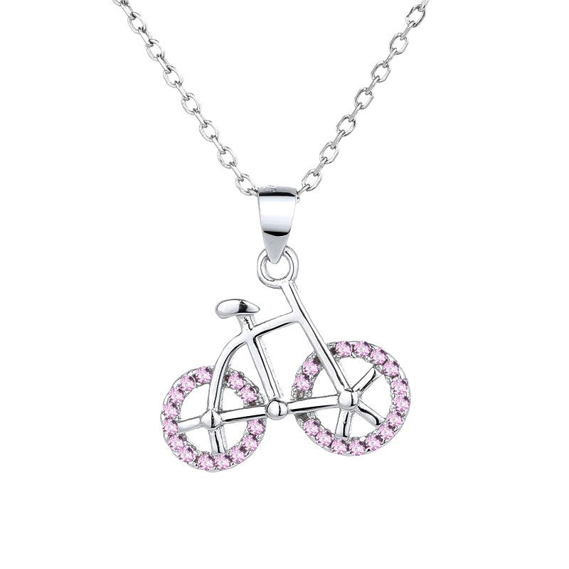 

Подвеска из стерлингового серебра S925 в корейском стиле, милое и милое ожерелье в виде велосипеда, серебряные украшения 925