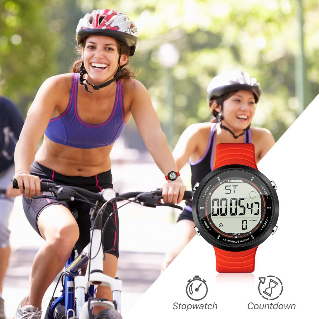 Ceas sport multifuncțional pentru femei, rezistent la apă 100m, perfect pentru înot, scufundări și surf, cu alarmă, calendar, cronometru, oră duală,