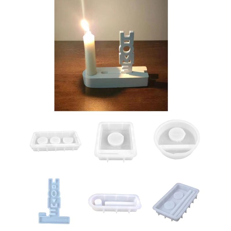 Candlesticks Silicone Molds for DIY Decorations Square Candle Holder Resins Moulds Casting Mould Candle Holder Molds
