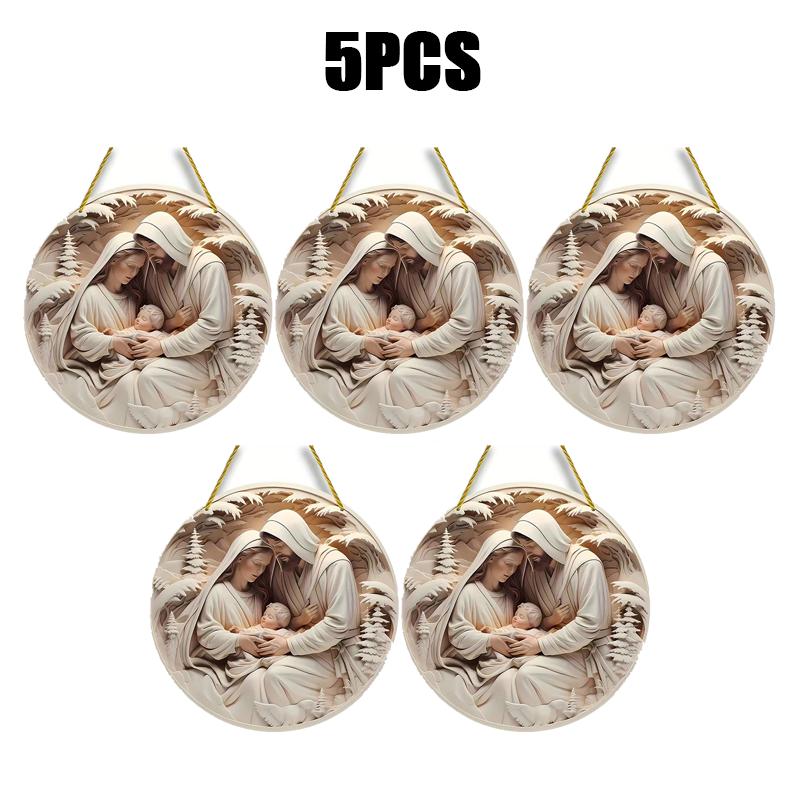 Acrylic Jesus Birth Christmas Pendant 3D Visual Hangable Creative Christmas Tree Jewelry Pendant Home Decoration Exquisite Gifts