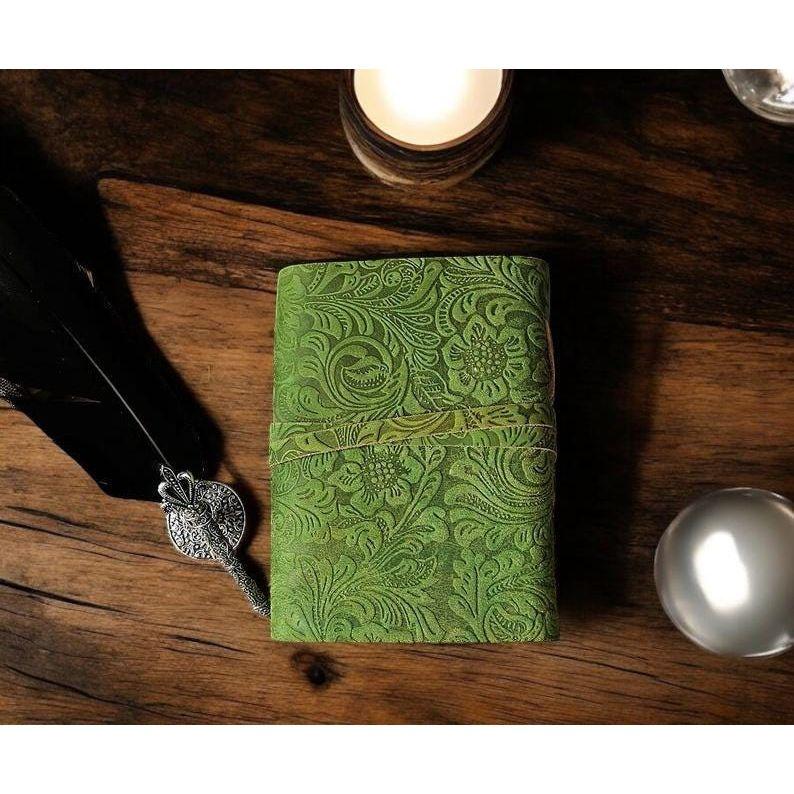 Handmade Leather Book, Leather Grimoire -Handmade Deckle Edge Paper Leather Bound Journal -Book of Shadow Leather Sketchbook-Drawing Journal