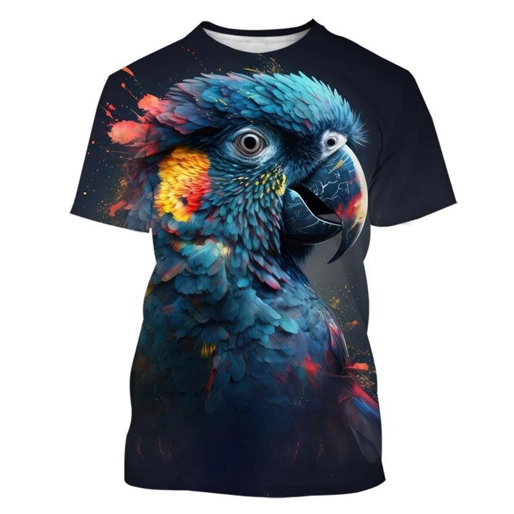 

Футболка с принтом попугая 3D, мужская, женская, модная, повседневная, крутая, забавная, летняя, с коротким рукавом, новая, унисекс, детская футболка 3XL