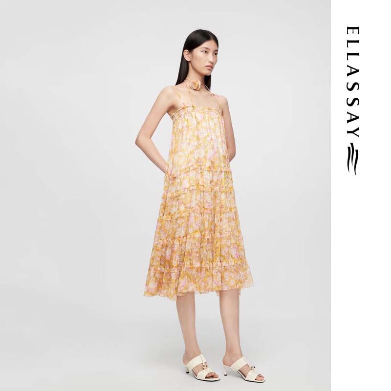 ELLASSAY Women's Romantic Floral Print Flowy High-Waist Maxi Skirt