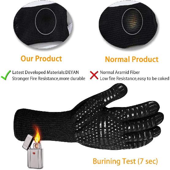 BBQ Grill Gloves, 1472°F Extreme Heat Resistant Grilling Gloves Non-Slip Oven Mitts Potholder, Perfect for Barbecue, Cooking, Baking, Fireplace,