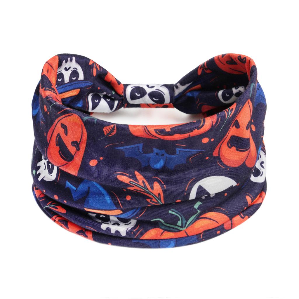 Halloween Christmas Headband Wide Yoga Sports Headband Pumpkin Skull Ghost Holiday Headband Female