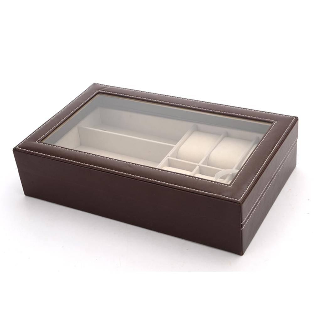 Simple Transparent Lid Large Capacity Watch Glasses Box Store 6 Watches and 3 Glasses