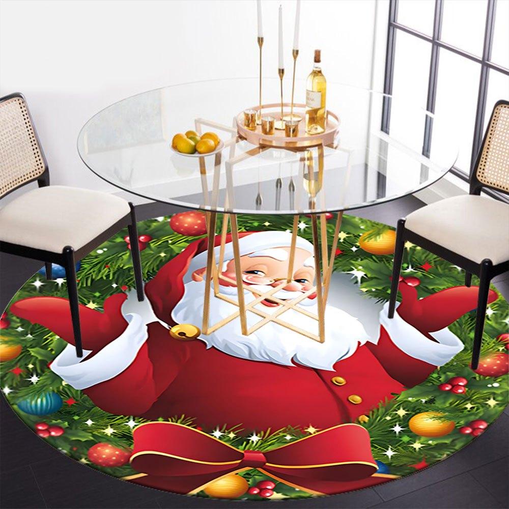 Christmas Santa Claus Round Sticker for Kids Party Decoration SuppliesRound Non-Slip Chair Mat Chair Carpet for Office Rugs for Office Decor Gift For