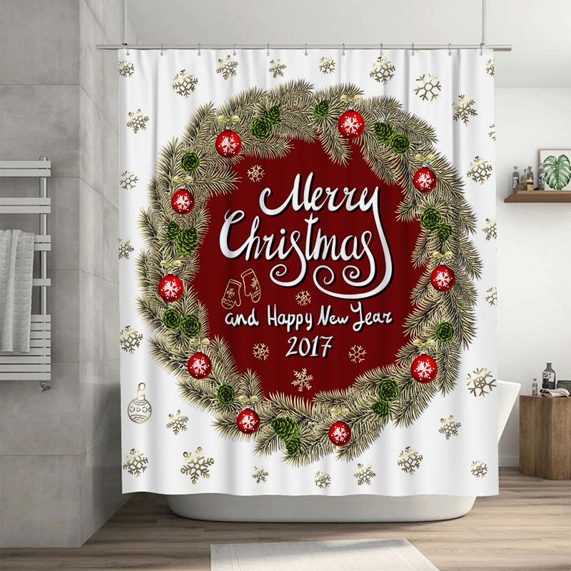 

TU Christmas Shower Curtain Festive Holiday Decor Winter Wonderland Forest Trees Reindeer Snowflakes Cozy Bathroom Set Modern St 90x180cm35x71in