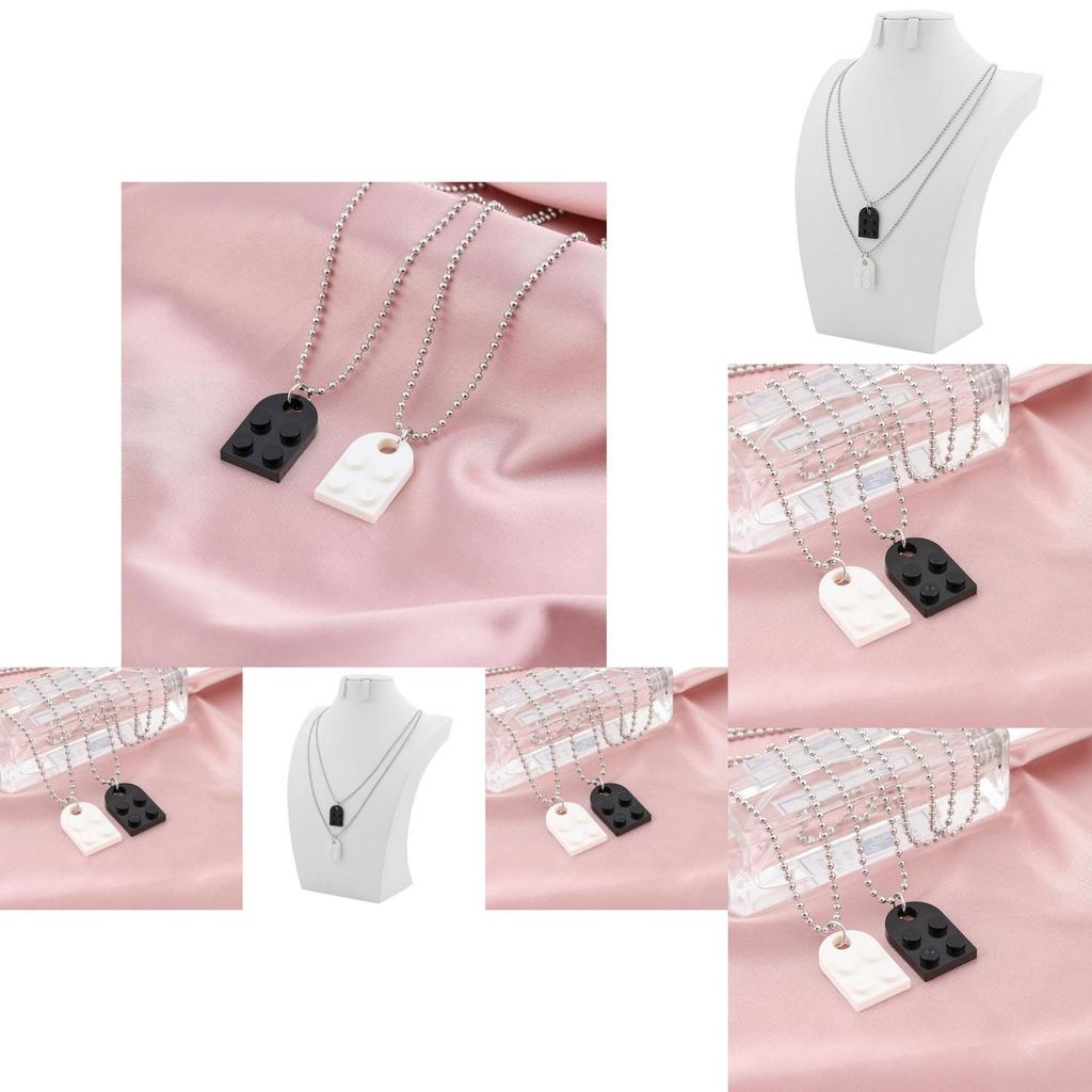 Creative Geometric Couple Necklace Set With Unique Black And White Design For Stylish Fashion Lovers