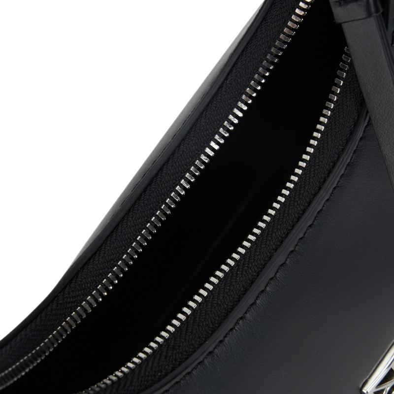 Calvin Klein Metallic Monogram Leather Shoulder Bag Medium Women bags Space-Black 4F3263G-UB1