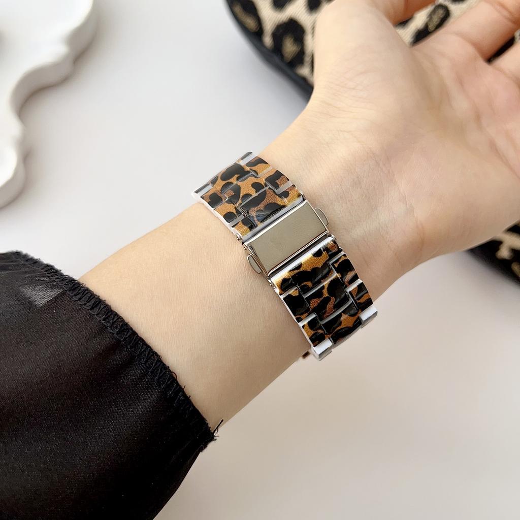 PC-Uhrenarmband mit Leopardenmuster für Samsung Galaxy Watch8 44mm/40mm/8 Classic 46mm Ersatzarmband mit Metallschnalle