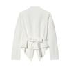 Womens Single-Breasted V-Neck Long Sleeve Blouse Pleated Chest Mid-Length Casual Blazer 2026 Fall