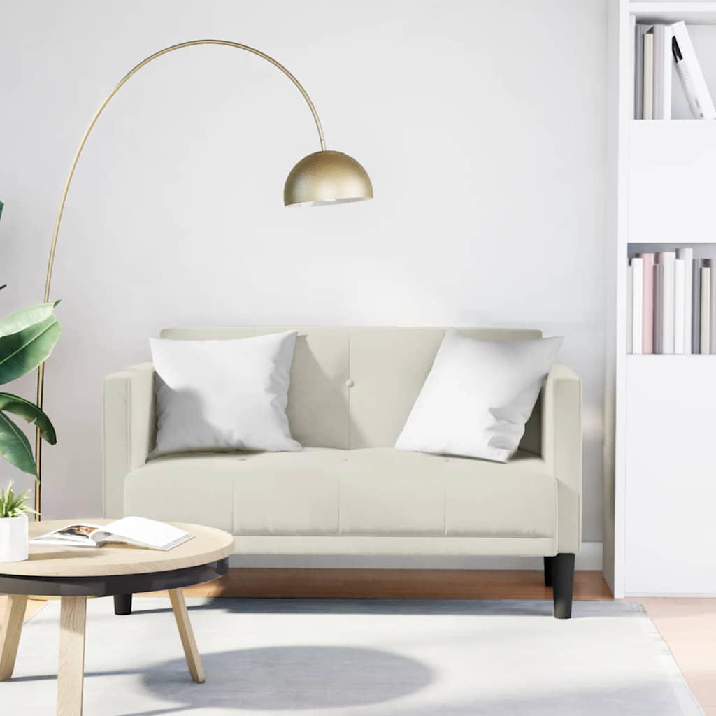 Two Seater Sofa Cream 111 Cm Velvet