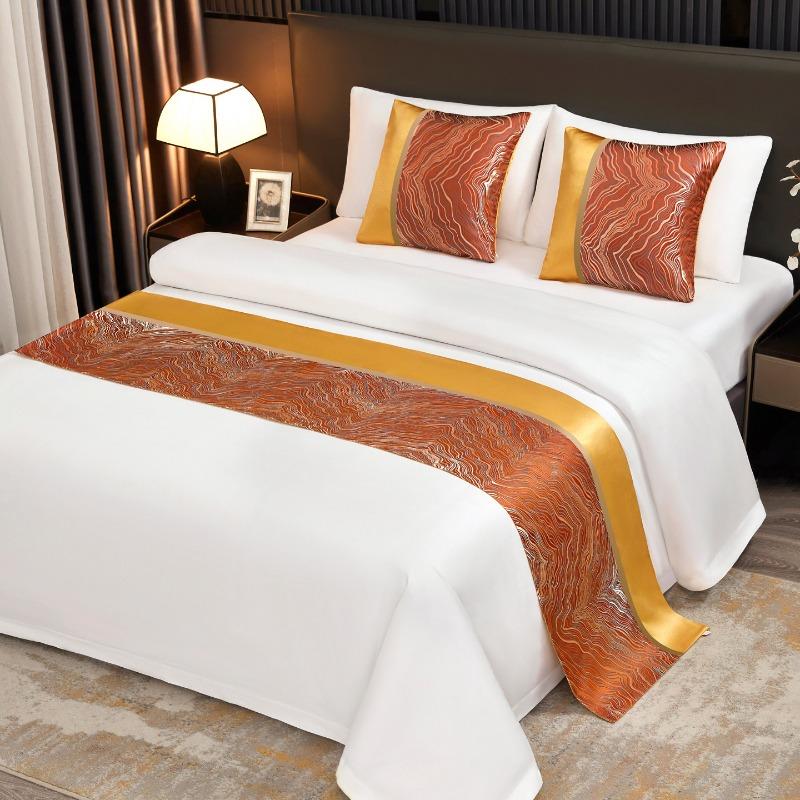 Light Luxury High-end Hotel Bed Flags Vintage Decorative Scarves Bedding Same Style Pillowcase European Style Wedding Room Home Decorat Bed Tail Towel