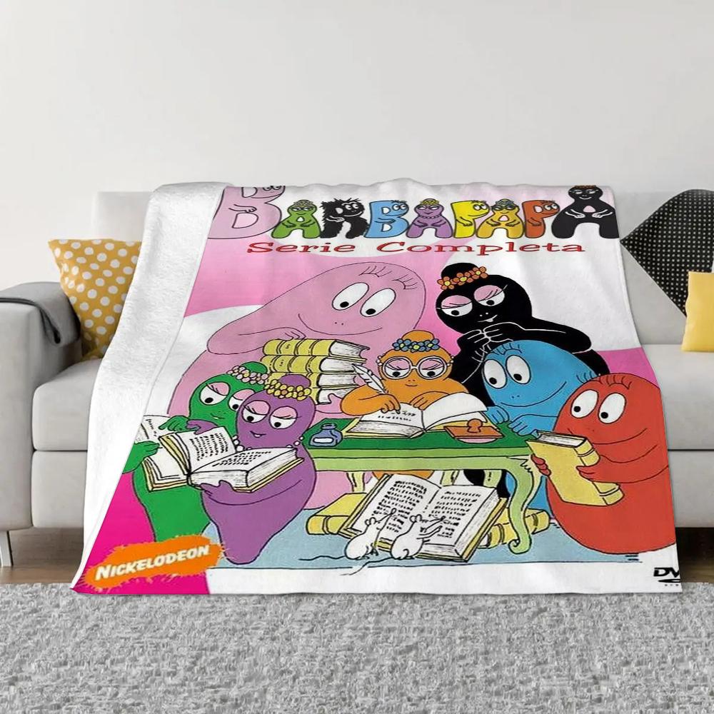 Les-Barbapapa Throw Blanket King Size Fluffy Plaid Throws Blankets for Sofa Luxury Bedding Beach Towel Home and Decoration Knee