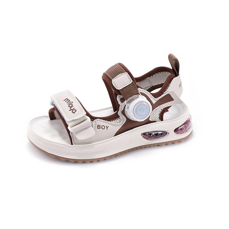 Boys Summer Sandals Non Slip Breathable Soft Sole Sports Sandals Elastic Strap Beach Shoes with Buckle for Kids