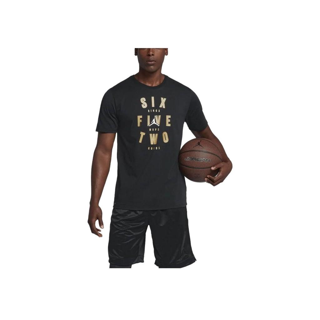 Jordan American Retro Print Logo Letter Round Neck Short Sleeve T-Shirt Men Tops Black 939613-010