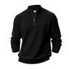 Mens Half-Zip Sweatshirt Fall Winter Jacquard Check Stand Collar Loose Casual Pullover Plus Size