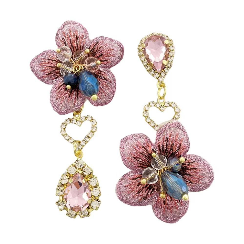 Garden Sweet Silk Fabric Flower Earrings - Elegant Stud Earrings for Women - Beach Style Ear Rings