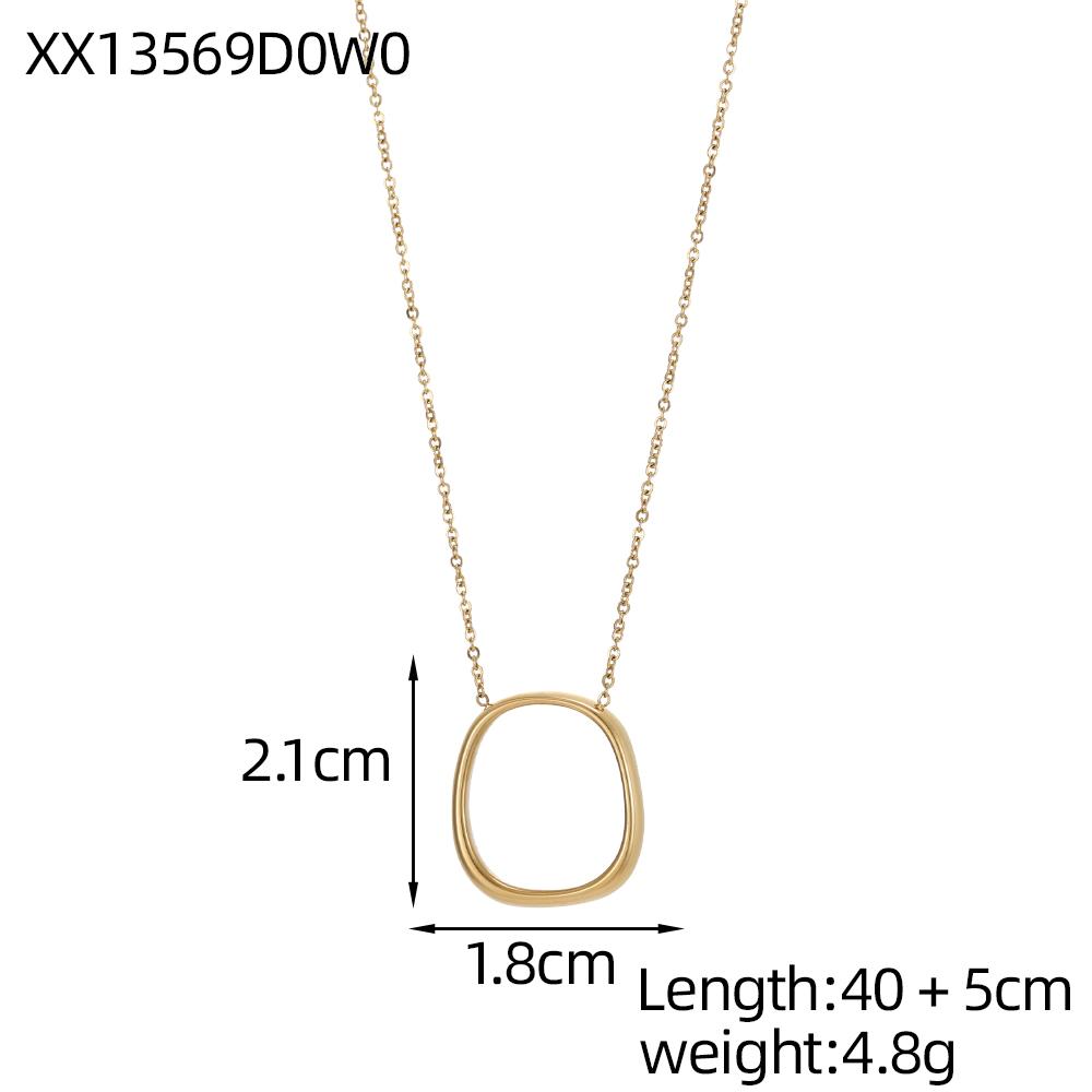 CARLIDANA Non Tarnish Simple Geometric Gold Plated Stainless Steel Chunky Long Vortex Oval Square Pendant Necklace for Women