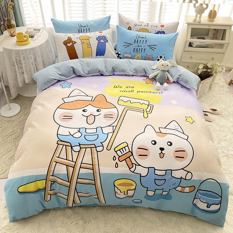 

Cute animal Printed Bedding Set with pillowcases, Cartoon Bear, dog, cat, giraffe, rabbit, elephant Duvet Cover Twin Size Sets 90x200m