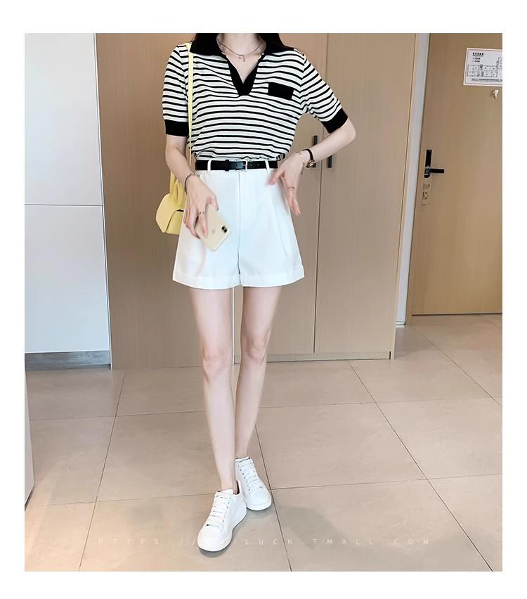 Women's High-Waist Rolled Hem Spring A-Line Shorts - Slimming Wide-Leg Casual Fashion 2025