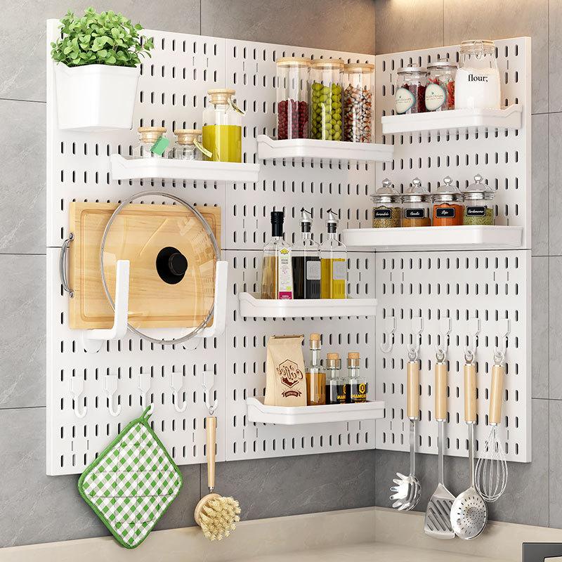 Nonperforated Bathroom and Kitchen Storage Rack,hook Hole Plate Accessories,wall Mounted Esports Storage Rack for Game Storage