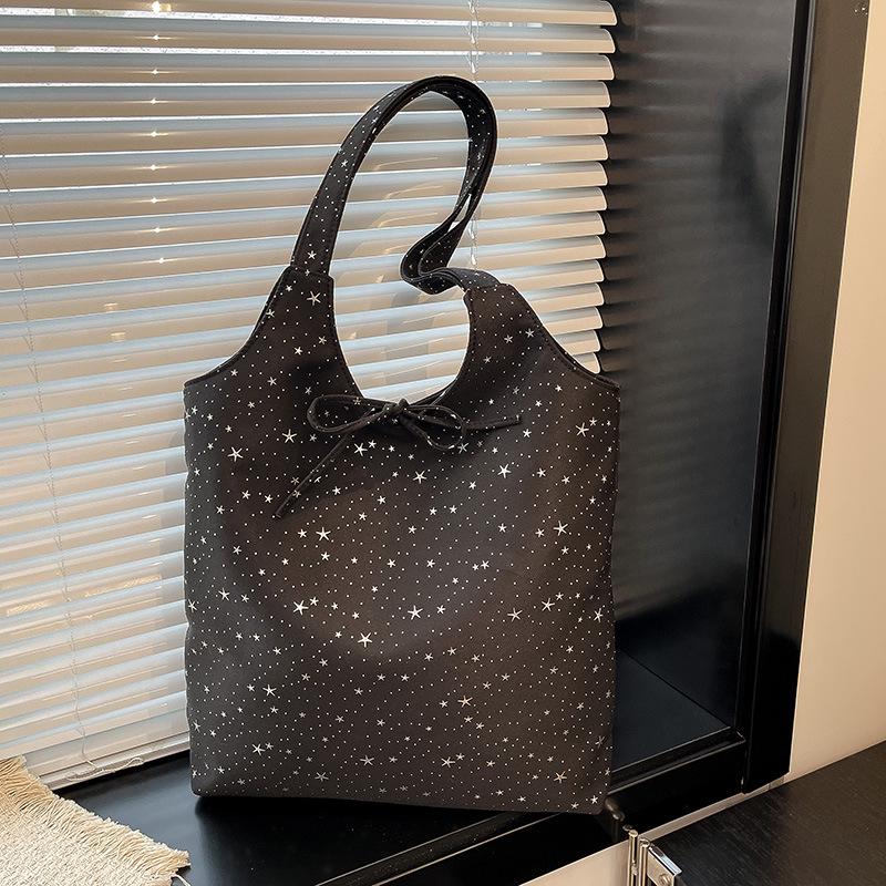 Korean-Style Starry Tote: 2026 Women's Single Shoulder, Large-Capacity Casual Handbag