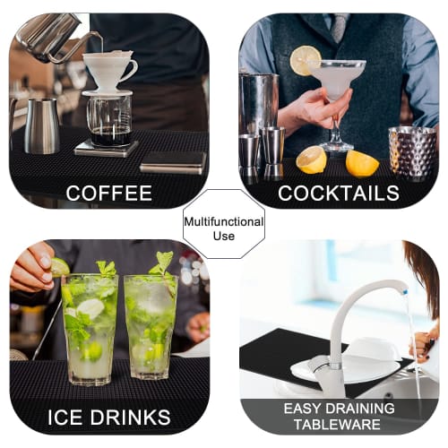 EXCO Coasters, High-Quality Silicone and Ceramic Coasters, Heat-Resistant, Non-Slip, Tea Trays, Multiple Styles to Choose from (Black Rectangle)