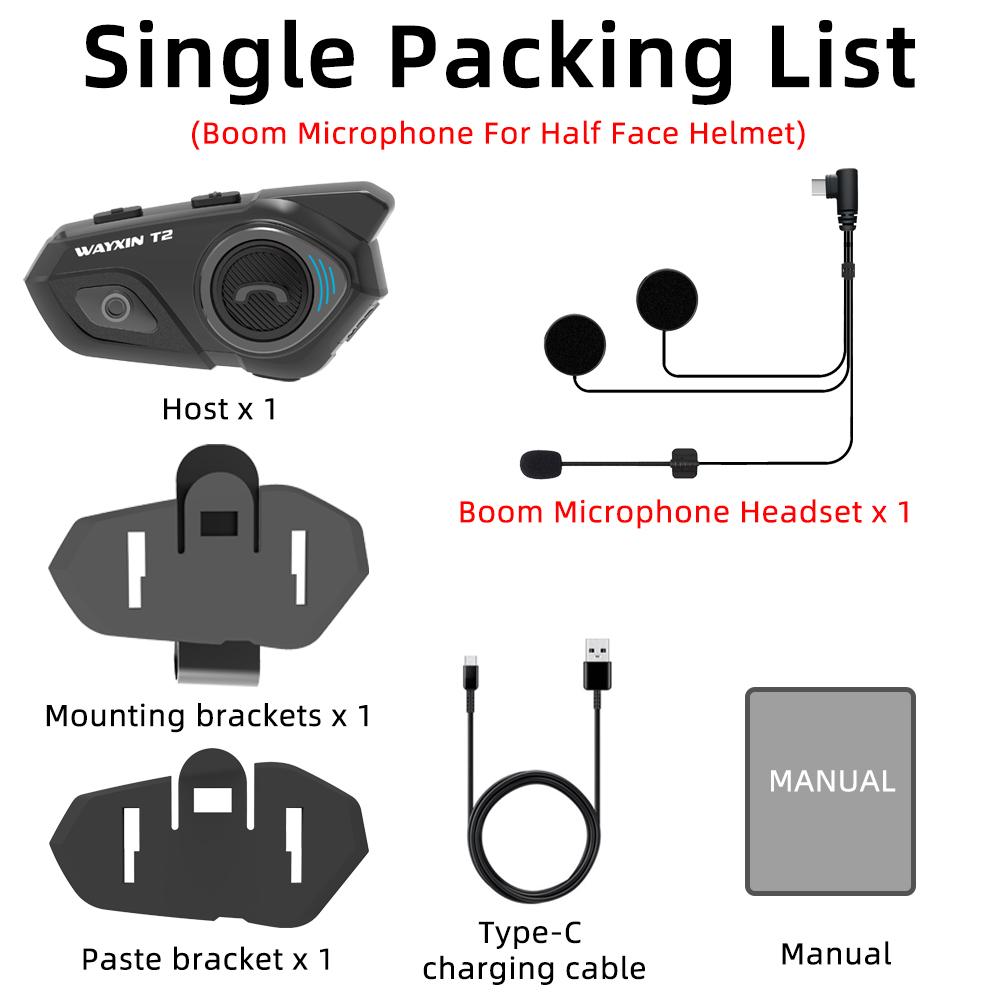 

WAYXIN T2 мотоциклетный шлем гарнитура для 2 гонщиков Bluetooth домофон наушники мото коммуникатор динамик домофон гарнитура байкер