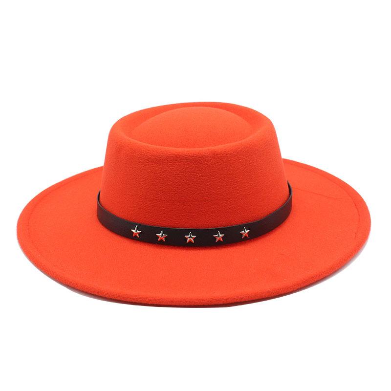 2022 Woolen Hat Women Spring And Autumn French Top Hat White Flat Edge Wide Brim British Men