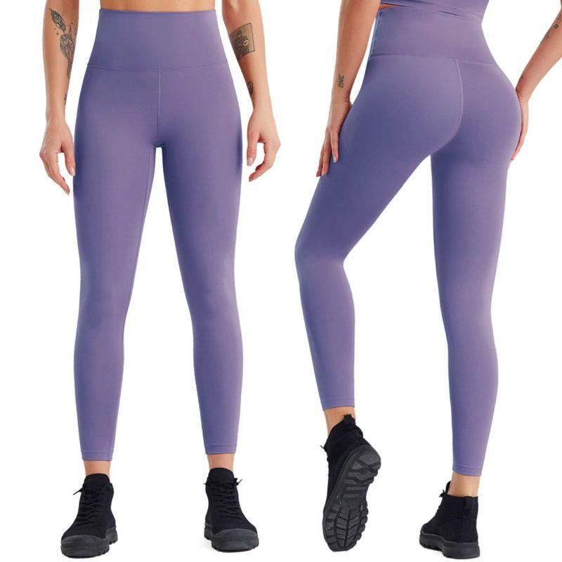 

Europe and America Cross Border Yoga Pants Women s High Waist Hip Lift Pro Fitness Pants Violently Sweat Quick-Drying Nude Feel Sports Tight Pants Sandalwood Purple S