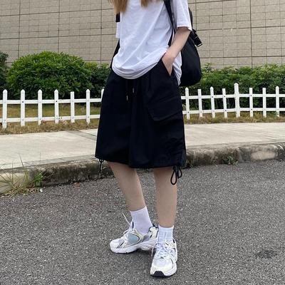 Women's Spring and Summer Short Pure Colour Retro High-waisted Thin Five-minute Trousers Work Shorts Wide-legged Casual Trousers