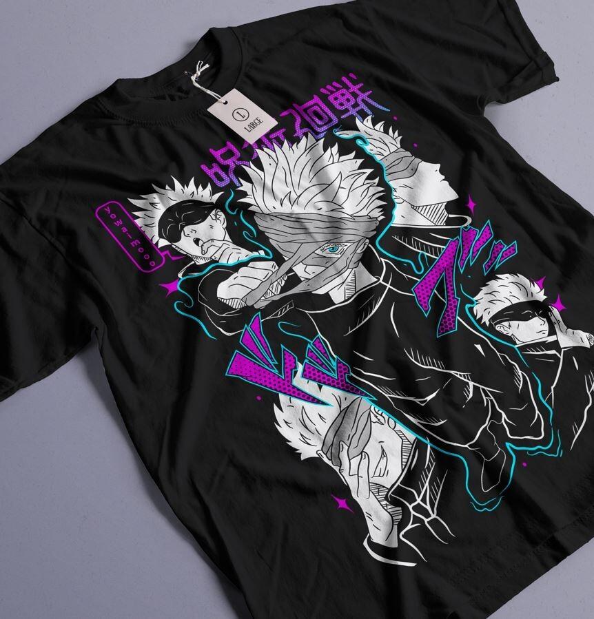 

Футболка Годжо Сатору Аниме Магия Битвы Ужасы Смешной Подарок Футболка Все Размеры 2XL