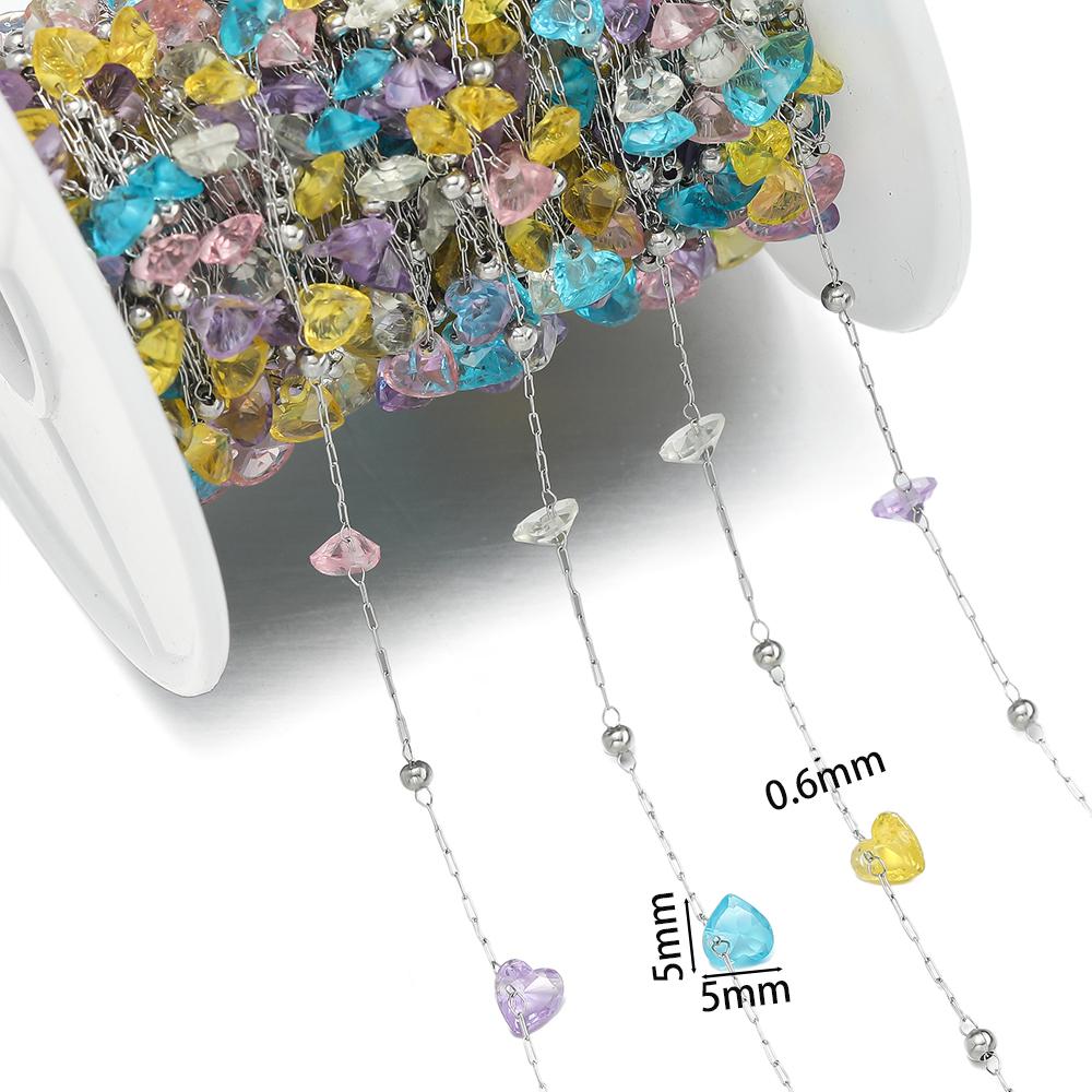 

1Meter/Lot Stainless Steel Crystal Mixed Color Clip Bead Chains for Handmade DIY Necklace Bracelets Jewelry Making Accessories 1Meter