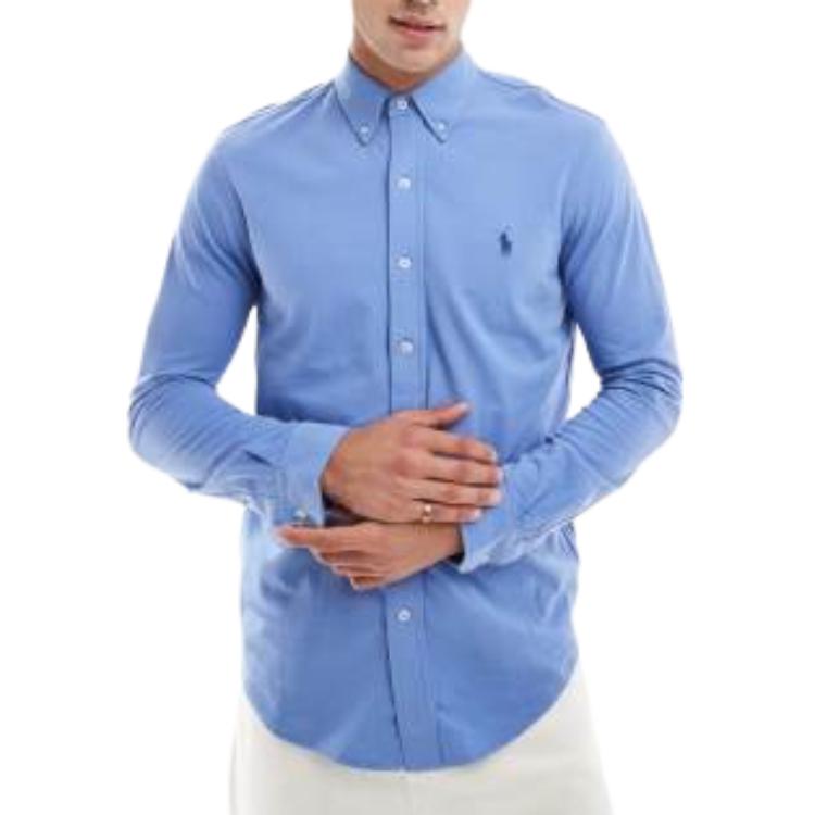 Polo Ralph Lauren Solid Button-Down Collar Slim Fit Long Sleeve Shirt Men Shirts Blue 710928254-003